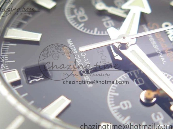 0511 Planet Ocean Master Chrono SS OM 1:1 Best Edition Black Dial On SS Bracelet A9900 V Fashionable 8113
